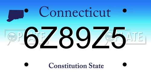 6Z89Z5 Connecticut License Plate