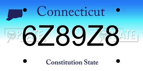 6Z89Z8 Connecticut License Plate