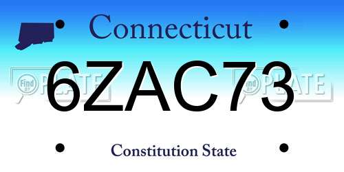 6ZAC73 Connecticut License Plate