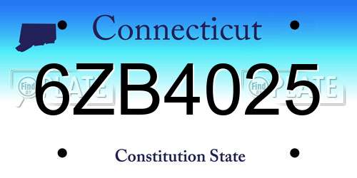 6ZB4025 Connecticut License Plate