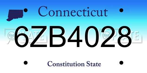 6ZB4028 Connecticut License Plate