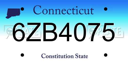 6ZB4075 Connecticut License Plate