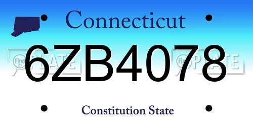 6ZB4078 Connecticut License Plate
