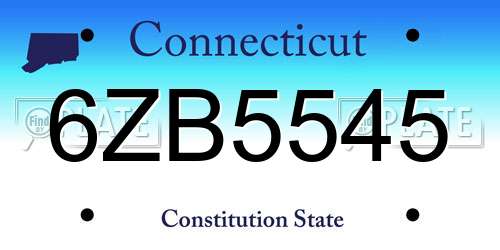 6ZB5545 Connecticut License Plate
