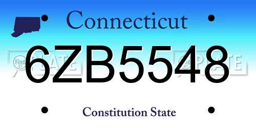 6ZB5548 Connecticut License Plate