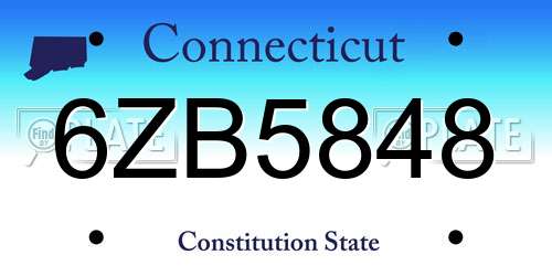 6ZB5848 Connecticut License Plate