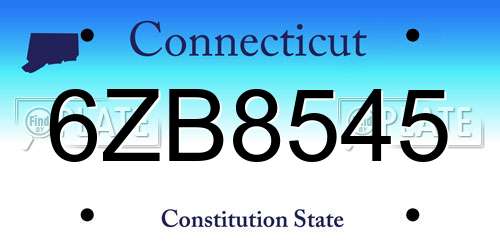 6ZB8545 Connecticut License Plate