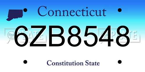 6ZB8548 Connecticut License Plate