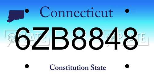 6ZB8848 Connecticut License Plate