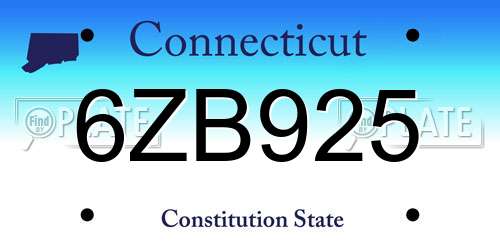 6ZB925 Connecticut License Plate