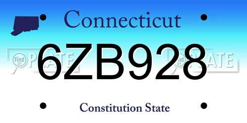 6ZB928 Connecticut License Plate