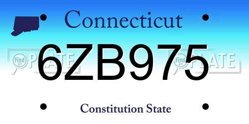 6ZB975 Connecticut License Plate