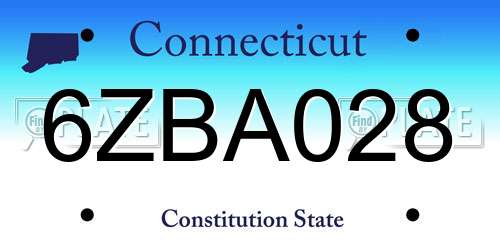 6ZBA028 Connecticut License Plate