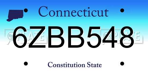 6ZBB548 Connecticut License Plate