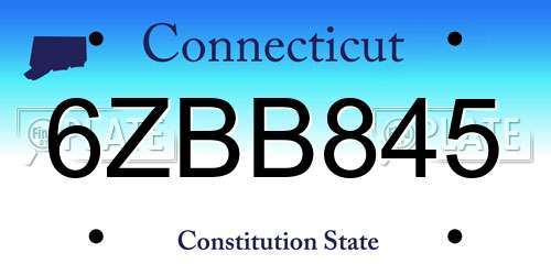 6ZBB845 Connecticut License Plate