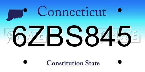 6ZBS845 Connecticut License Plate