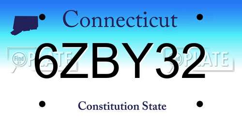 6ZBY32 Connecticut License Plate