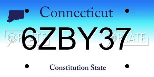 6ZBY37 Connecticut License Plate