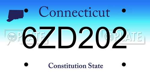 6ZD202 Connecticut License Plate