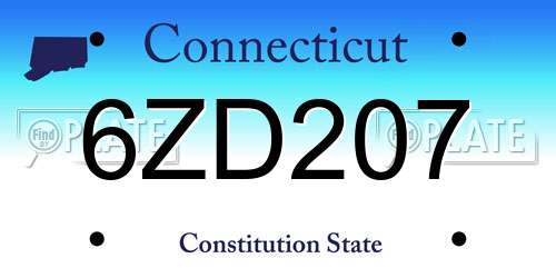 6ZD207 Connecticut License Plate