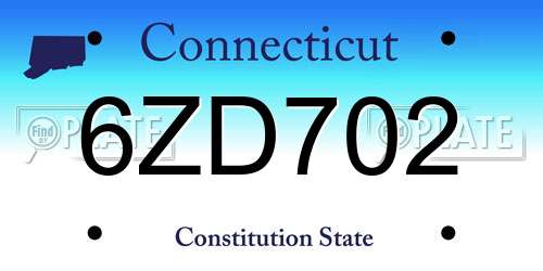 6ZD702 Connecticut License Plate