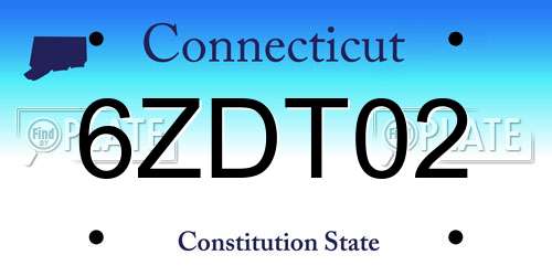 6ZDT02 Connecticut License Plate