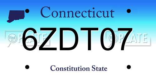 6ZDT07 Connecticut License Plate