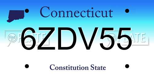 6ZDV55 Connecticut License Plate