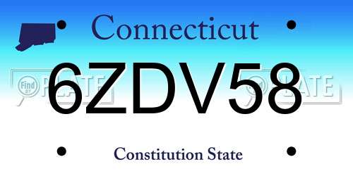 6ZDV58 Connecticut License Plate