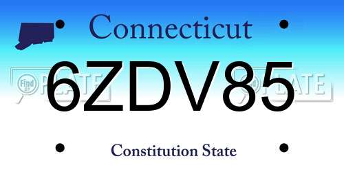6ZDV85 Connecticut License Plate
