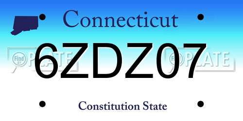 6ZDZ07 Connecticut License Plate
