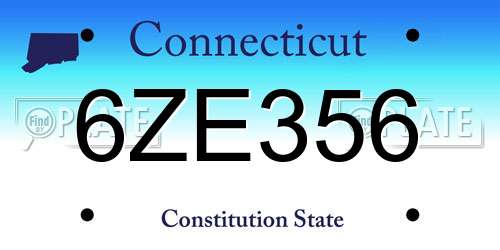 6ZE356 Connecticut License Plate