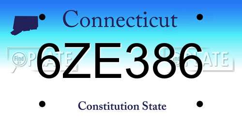 6ZE386 Connecticut License Plate