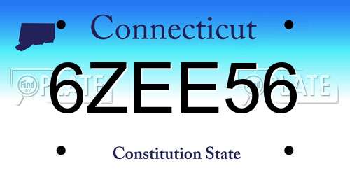 6ZEE56 Connecticut License Plate
