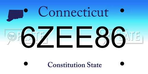 6ZEE86 Connecticut License Plate