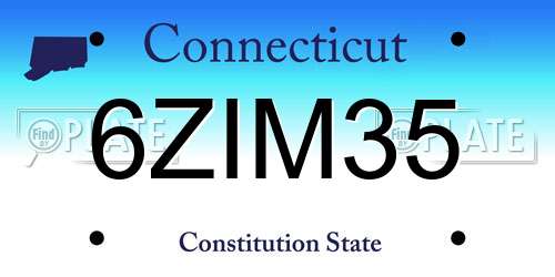 6ZIM35 Connecticut License Plate