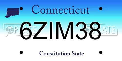6ZIM38 Connecticut License Plate