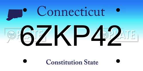 6ZKP42 Connecticut License Plate
