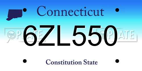 6ZL550 Connecticut License Plate