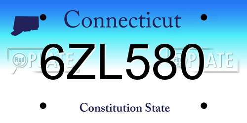 6ZL580 Connecticut License Plate