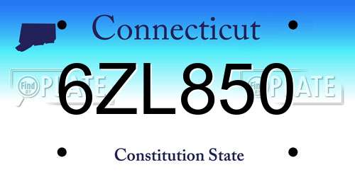 6ZL850 Connecticut License Plate