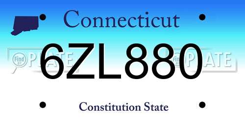 6ZL880 Connecticut License Plate