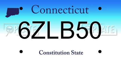 6ZLB50 Connecticut License Plate