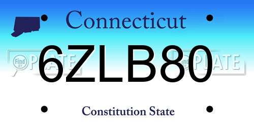 6ZLB80 Connecticut License Plate