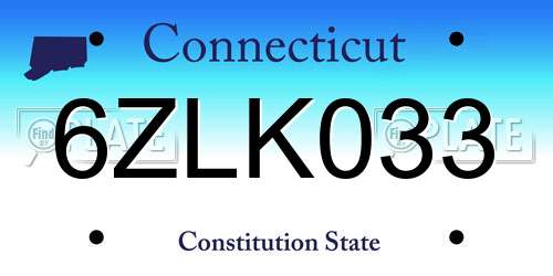 6ZLK033 Connecticut License Plate
