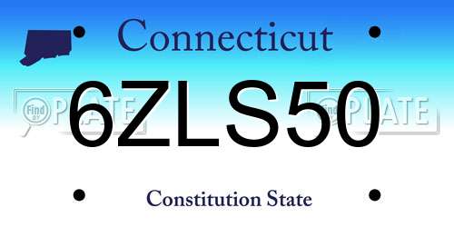 6ZLS50 Connecticut License Plate