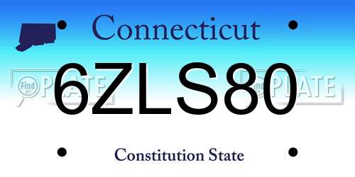 6ZLS80 Connecticut License Plate