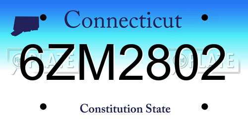 6ZM2802 Connecticut License Plate