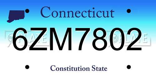 6ZM7802 Connecticut License Plate
