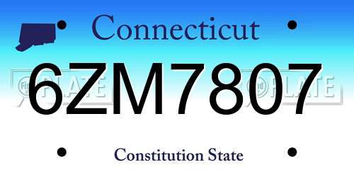 6ZM7807 Connecticut License Plate